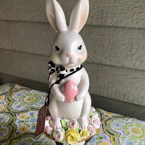 NWT TOPHAT & TAIL~ Mackenzie Style Easter Bunny On Pedestal Decor